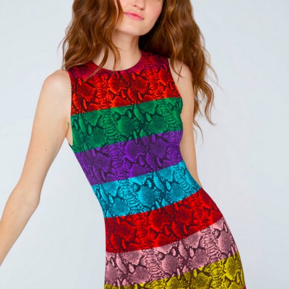 Alice + Olivia Delora Rainbow Snake Dress NWT - Picture 2 of 5